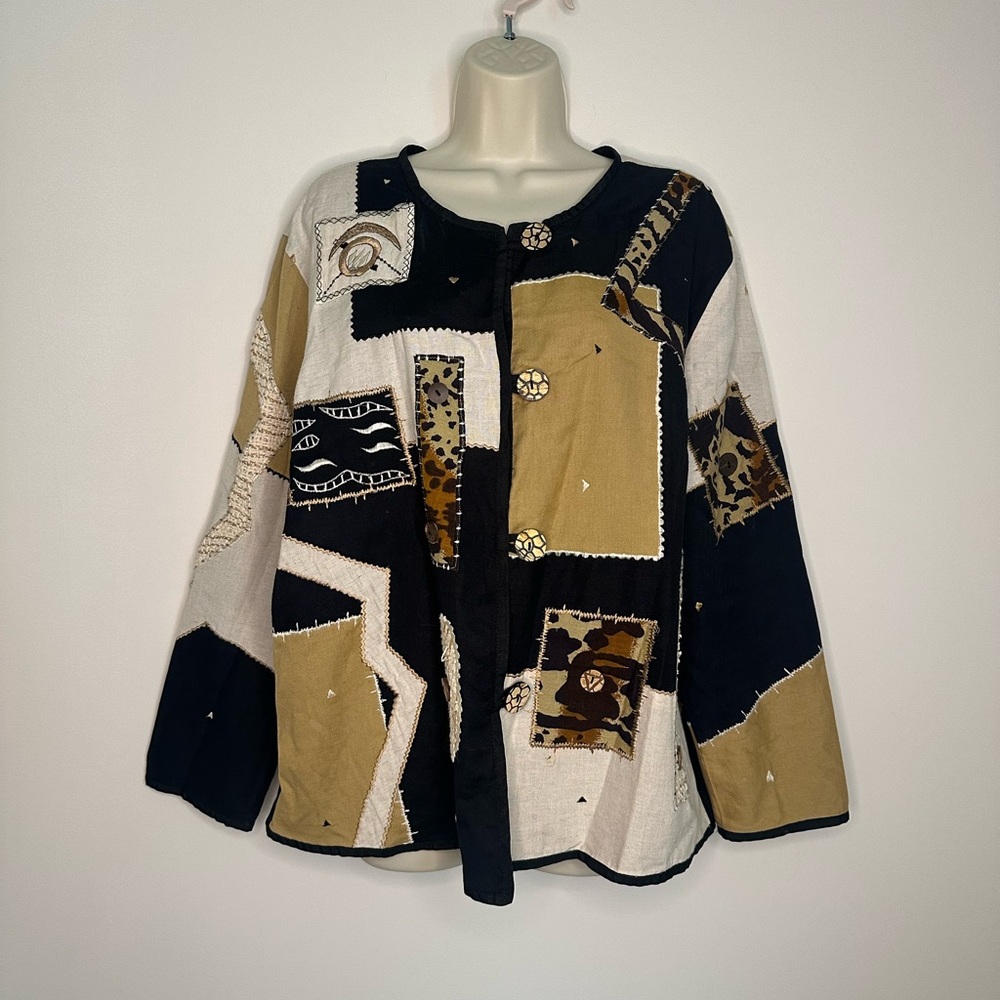 Vintage Maggie Barnes Patchwork Button-Up Jacket
